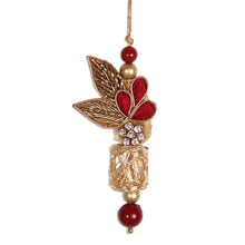 Load image into Gallery viewer, Red and Gold-Tone Beaded Ornaments from India (Set of 4) - Gorgeous Quartet | NOVICA
