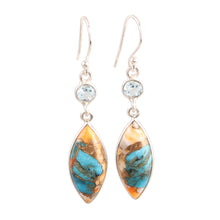 Load image into Gallery viewer, Blue Topaz and Composite Turquoise Dangle Earrings - Elegance of the Beach | NOVICA
