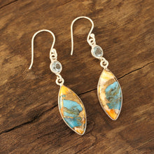 Load image into Gallery viewer, Blue Topaz and Composite Turquoise Dangle Earrings - Elegance of the Beach | NOVICA
