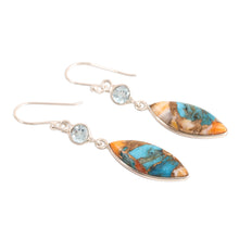 Load image into Gallery viewer, Blue Topaz and Composite Turquoise Dangle Earrings - Elegance of the Beach | NOVICA
