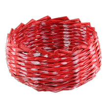 Load image into Gallery viewer, Red and White Recycled Paper Basket from India - Red and White | NOVICA
