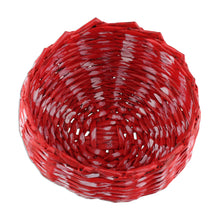 Load image into Gallery viewer, Red and White Recycled Paper Basket from India - Red and White | NOVICA

