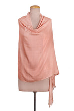 Load image into Gallery viewer, Peach and Blush Patterned Viscose Shawl from India - Glamorous Diamonds | NOVICA
