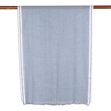 Load image into Gallery viewer, Azure Viscose Shawl with White Borders from India - Cadet Blue Saga | NOVICA
