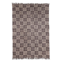 Load image into Gallery viewer, Espresso Floral Motif Cotton Area Rug from India (4x6) - Creative Blossoms | NOVICA

