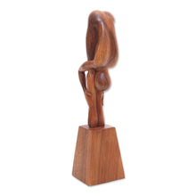 Load image into Gallery viewer, Hand-Carved Yoga-Themed Suar Wood Sculpture from Bali - Yoga Expert | NOVICA
