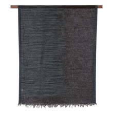 Load image into Gallery viewer, Tri-Tone Dark Wool Shawl Woven in India - Midnight Delight | NOVICA
