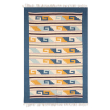 Load image into Gallery viewer, Spiral Pattern Geometric Wool Area Rug from India (4x5.5) - Spiral Brilliance | NOVICA
