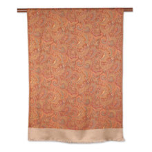 Load image into Gallery viewer, Leaf and Floral Motif Jacquard Modal Shawl from India - Acanthus Garden | NOVICA
