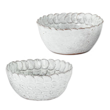 Load image into Gallery viewer, Hand Crafted Small White Ceramic Bowls (Pair) - White Scales | NOVICA

