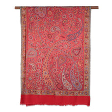 Load image into Gallery viewer, Red Jamawar Style Paisley and Floral Shawl - Paisley Extravagance | NOVICA
