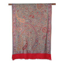 Load image into Gallery viewer, Red Jamawar Style Paisley and Floral Shawl - Paisley Extravagance | NOVICA
