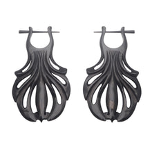 Load image into Gallery viewer, Hand Carved Water Buffalo Horn Shell Motif Hoop Earrings - Graceful Fanfare | NOVICA
