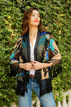 Load image into Gallery viewer, Wool Wrap With Black Fringe from India - Geometric Flair | NOVICA
