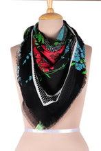 Load image into Gallery viewer, Screen Printed Modal Floral Scarf from India - Cerulean Flowers | NOVICA
