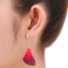 Load image into Gallery viewer, Natural Orchid Flower Dangle Earrings in Magenta - Petal Rain | NOVICA

