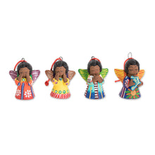 Load image into Gallery viewer, Set of 4 Handcrafted Ceramic Angel Ornaments - Heavenly Angels | NOVICA
