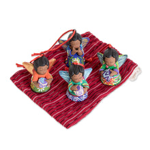Load image into Gallery viewer, Handcrafted Ceramic Angel Ornaments (Set of 4) - Forest Angels | NOVICA

