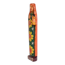 Load image into Gallery viewer, Floral Pinewood Mary Statuette Crafted in Guatemala - Love for Mary | NOVICA
