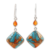 Load image into Gallery viewer, Carnelian and Composite Turquoise Sterling Silver Earrings - Colorful Kites | NOVICA
