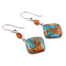 Load image into Gallery viewer, Carnelian and Composite Turquoise Sterling Silver Earrings - Colorful Kites | NOVICA
