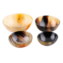 Load image into Gallery viewer, Set of 4 Small Handcrafted Buffalo Horn Bowls - Handsome Quartet | NOVICA

