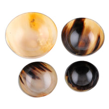 Load image into Gallery viewer, Set of 4 Small Handcrafted Buffalo Horn Bowls - Handsome Quartet | NOVICA
