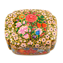 Load image into Gallery viewer, Velvet-Lined Floral Decorative Box - Kashmir Garland | NOVICA
