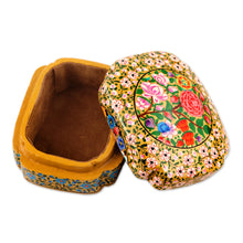 Load image into Gallery viewer, Velvet-Lined Floral Decorative Box - Kashmir Garland | NOVICA

