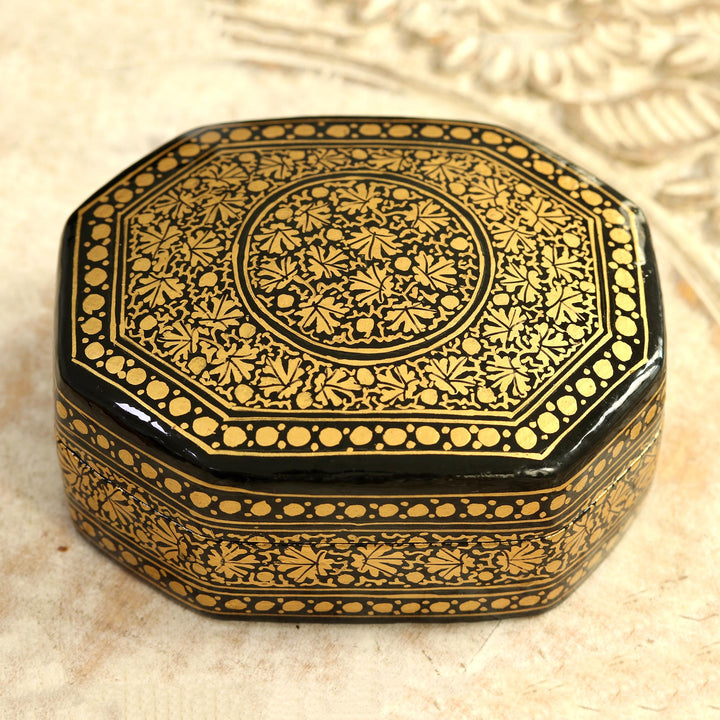 Artisan Crafted Papier Mache Decorative Box - Kashmir Black | NOVICA