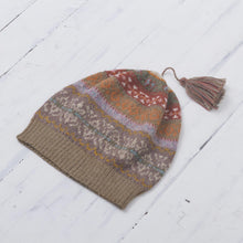 Load image into Gallery viewer, Earth-Tone 100% Alpaca Knit Hat from Peru - Inca Earth | NOVICA
