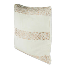 Load image into Gallery viewer, Ecru Hand Woven Cotton Cushion Cover - Mountains and Valleys in Ecru | NOVICA
