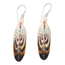 Load image into Gallery viewer, Handcrafted Falcon Feather Theme Earrings - Falcon Feather | NOVICA
