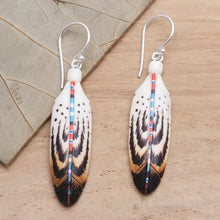 Load image into Gallery viewer, Handcrafted Falcon Feather Theme Earrings - Falcon Feather | NOVICA
