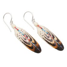 Load image into Gallery viewer, Handcrafted Falcon Feather Theme Earrings - Falcon Feather | NOVICA
