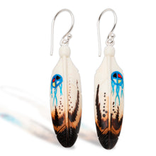 Load image into Gallery viewer, Handcrafted Painted Feather Theme Earrings - Fanciful Feathers | NOVICA
