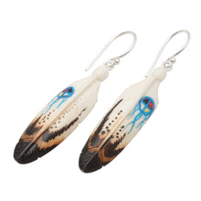 Load image into Gallery viewer, Handcrafted Painted Feather Theme Earrings - Fanciful Feathers | NOVICA
