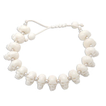 Load image into Gallery viewer, Hand Carved Bone Skull Bead Bracelet - Bone Collector | NOVICA
