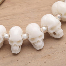 Load image into Gallery viewer, Hand Carved Bone Skull Bead Bracelet - Bone Collector | NOVICA

