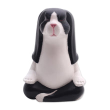 Load image into Gallery viewer, Pregnant Yoga Bunny Wood Sculpture - Expecting Yoga Bunny | NOVICA
