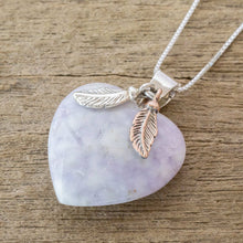 Load image into Gallery viewer, Natural Lavender Jade and Sterling Silver Heart Necklace - Lilac Heart | NOVICA
