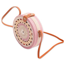 Load image into Gallery viewer, Handcrafted Bamboo Round Shoulder Bag in Lilac - Lilac Way | NOVICA
