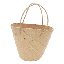 Load image into Gallery viewer, Handwoven Natural Cream Rattan Open Top Tote - Natural Cream | NOVICA
