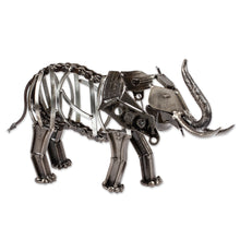 Load image into Gallery viewer, Rustic Recycled Auto Parts Elephant Sculpture - Mighty Rustic Elephant | NOVICA
