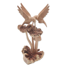 Load image into Gallery viewer, Unique Wood Sculpture of Hummingbirds and Mushrooms - Hummingbirds and Mushrooms | NOVICA
