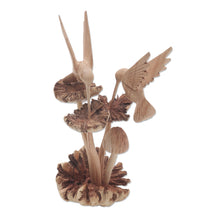 Load image into Gallery viewer, Unique Wood Sculpture of Hummingbirds and Mushrooms - Hummingbirds and Mushrooms | NOVICA
