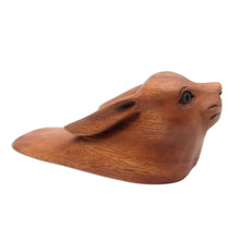 Load image into Gallery viewer, Hand Carved Wood Rabbit Doorstop from Bali - Rabbit Head | NOVICA
