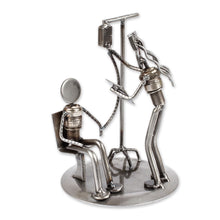Load image into Gallery viewer, Rustic Auto Parts Sculpture of Infusion Nurse - Rustic Infusion Nurse | NOVICA
