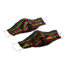 Load image into Gallery viewer, 2 Black Embroidered Cambaya Cloth Mexico Face Masks - Fiesta in Mexico | NOVICA
