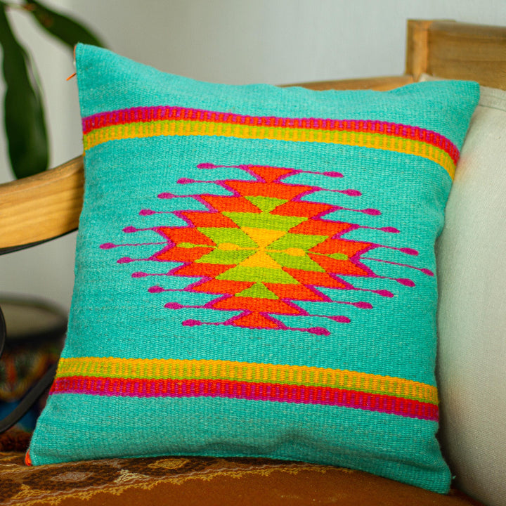 Colorful Wool Hand Loomed Cushion Cover - Oaxacan Sunset | NOVICA
